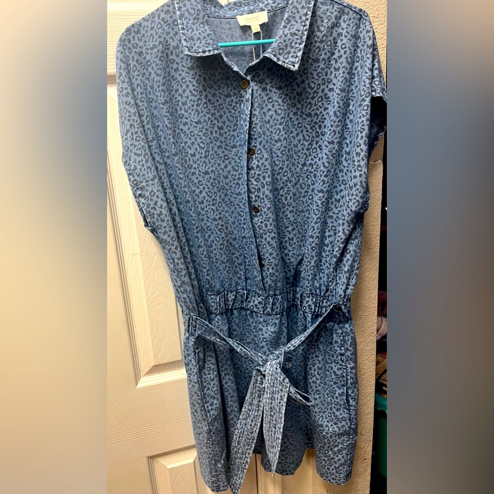 Oddi denim leopard print “3xl” romper NWT
